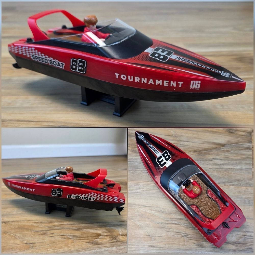 🩵NIB Red & Black Hi-Speed Racing Remote Control LED Lit Speedboat - Picture 11 of 13